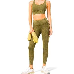 Lululemon Fast and Free High Rise Tight 25" *Ice Dye Ice Wash Hazel Green